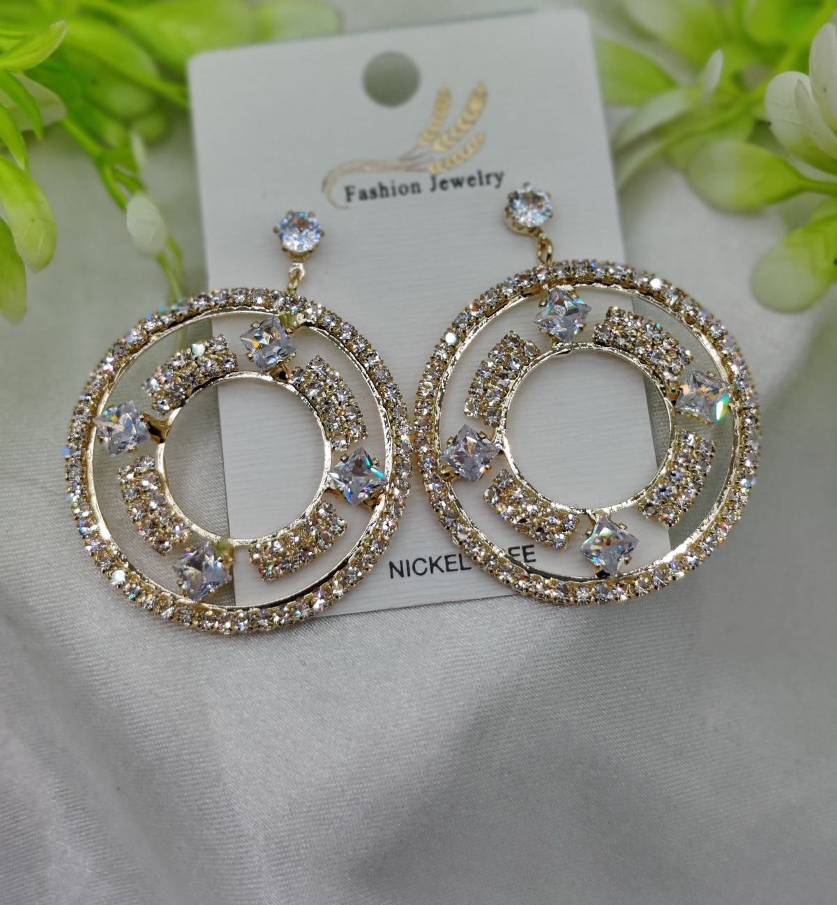 Imported Radiant Crystal Circle Drop Earrings