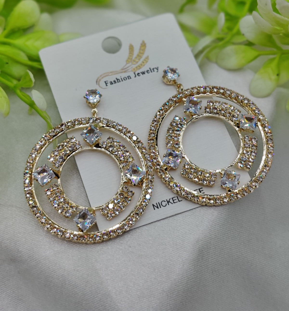 Imported Radiant Crystal Circle Drop Earrings