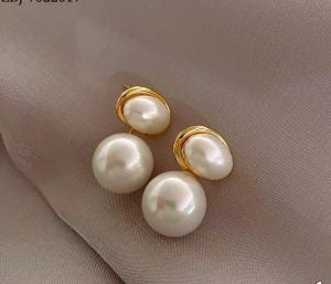 Oval Marble Korean Style Earrings For Women - Golden