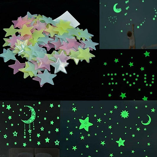 100pcs 3D Glow In Dark Stars Wall Stickers