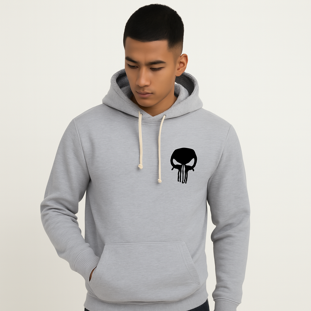 Grey Skull Printed Hoodie – Teens & Adults Premium Wear