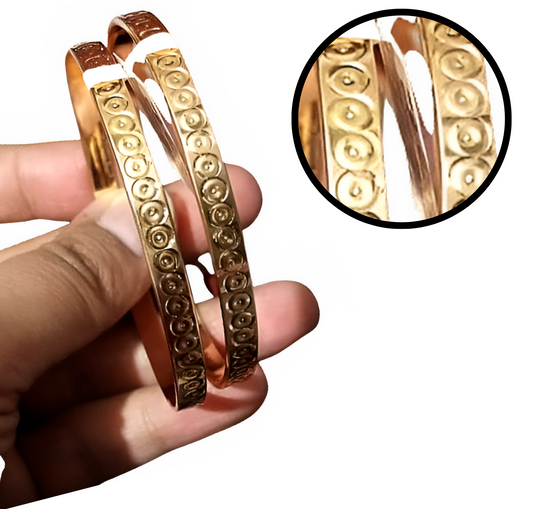 Gold Dotted Circle Bangle Bracelet for Women