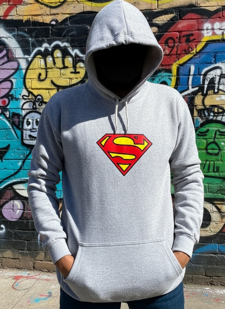 Full Grey Superman Hoodie – Unisex Summer Collection XL