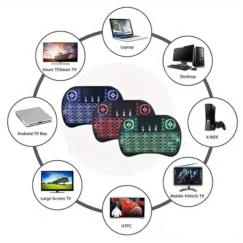 i8 Mini Wireless Keyboard with Touchpad & 7-Color Backlight