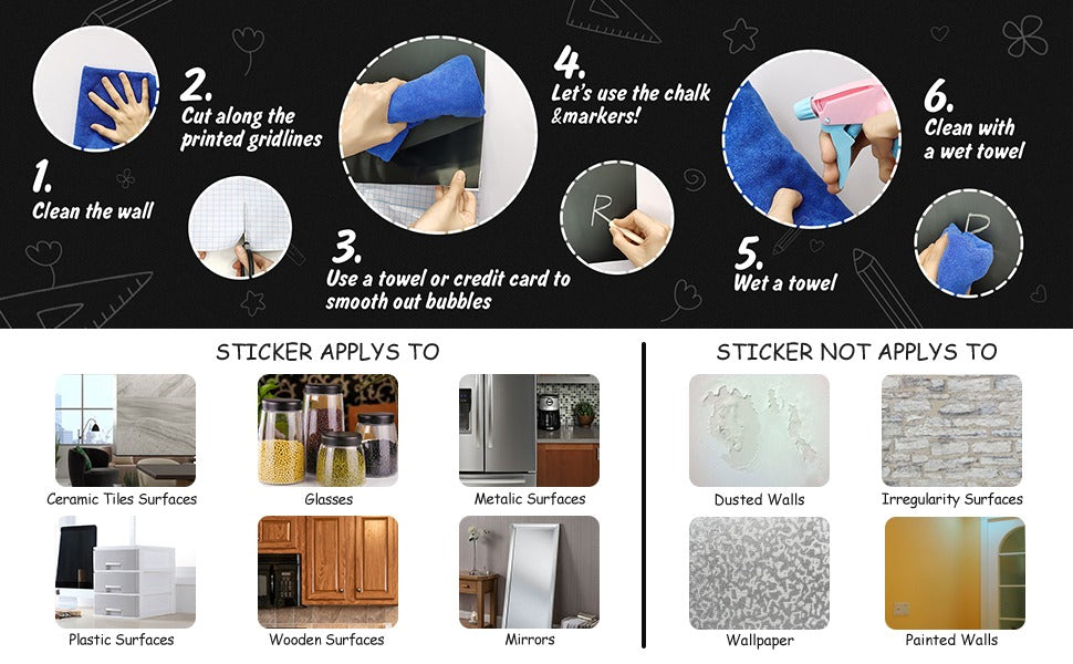 Large Black Chalkboard Sticker Paper – DIY Wall Board